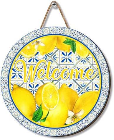 Summer Lemon Banner Spring Italian Lemons Hanging Sign Farmhouse Decor
