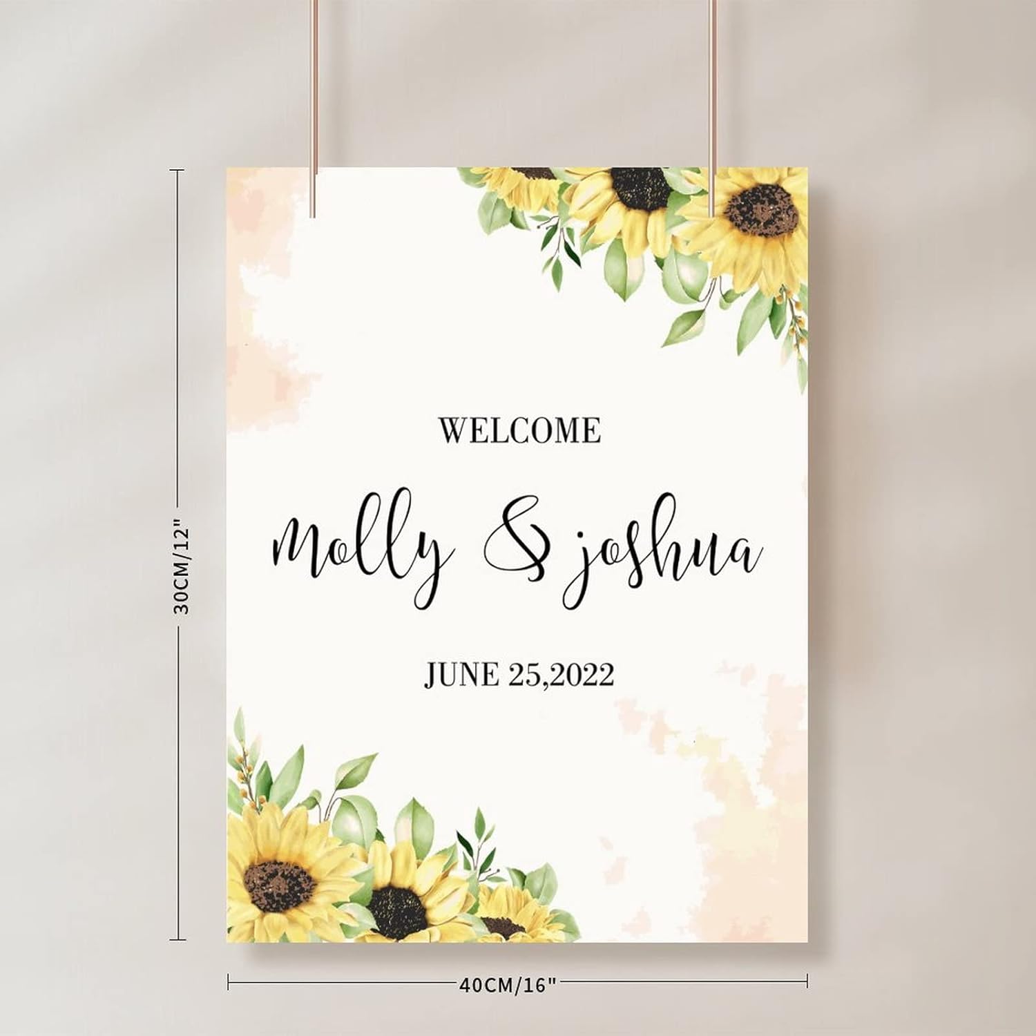 Custom Wooden Wedding Welcome Sign 12x16 Inch