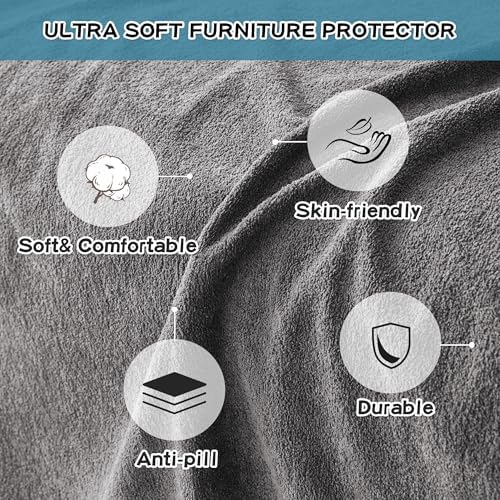 Mysky Home Sectional Couch Covers for Dogs 2 Piece Dark Grey