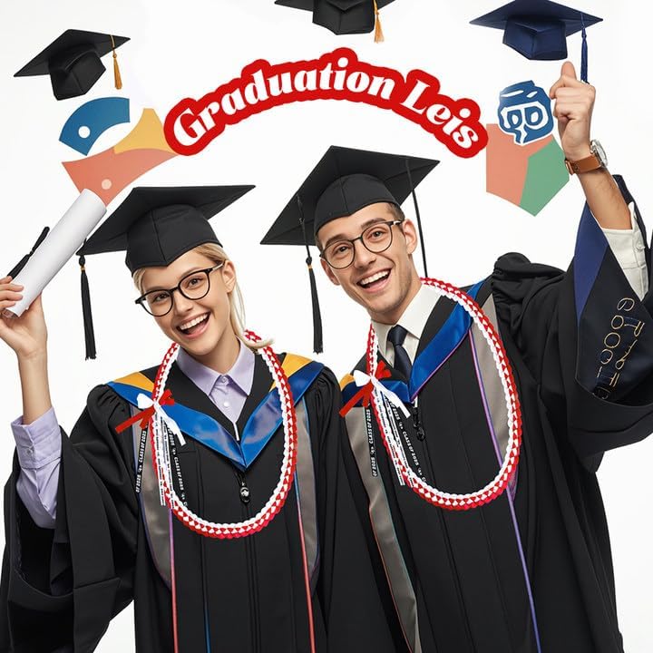 2025 Graduation Lei Accessories Red White