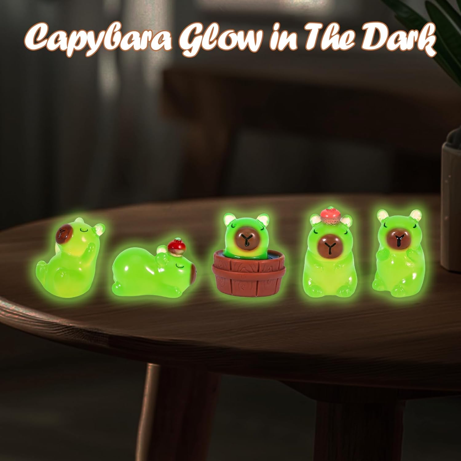 30Pcs Mini Resin Capybara Figurines Glow in the Dark Decor