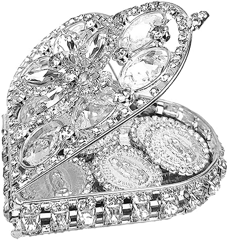 Catholic Wedding Arras Set with 13 Coins and Virgen de Guadalupe Image
