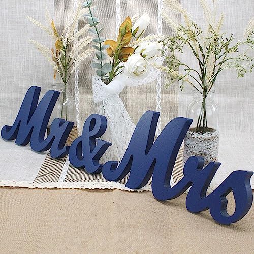 Mr Mrs Wooden Letters Wedding Table Decor Dark Blue