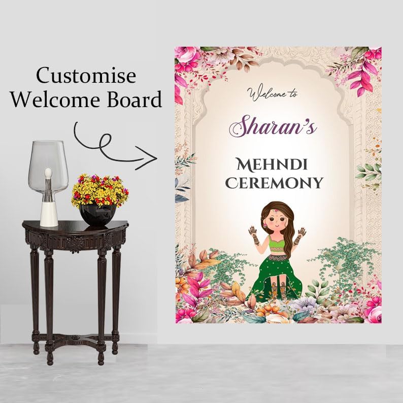 Indian Mehndi Ceremony Welcome Sign Board
