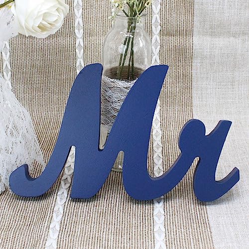 Mr Mrs Wooden Letters Wedding Table Decor Dark Blue