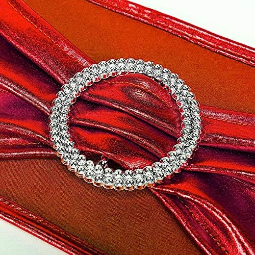 Balsa Circle 10 pcs Red Metallic Spandex Chair Sashes with Silver Buckles