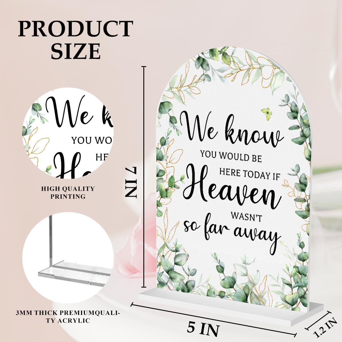 Heaven Wasnt So Far Away Wedding Sign 5x7 Inch