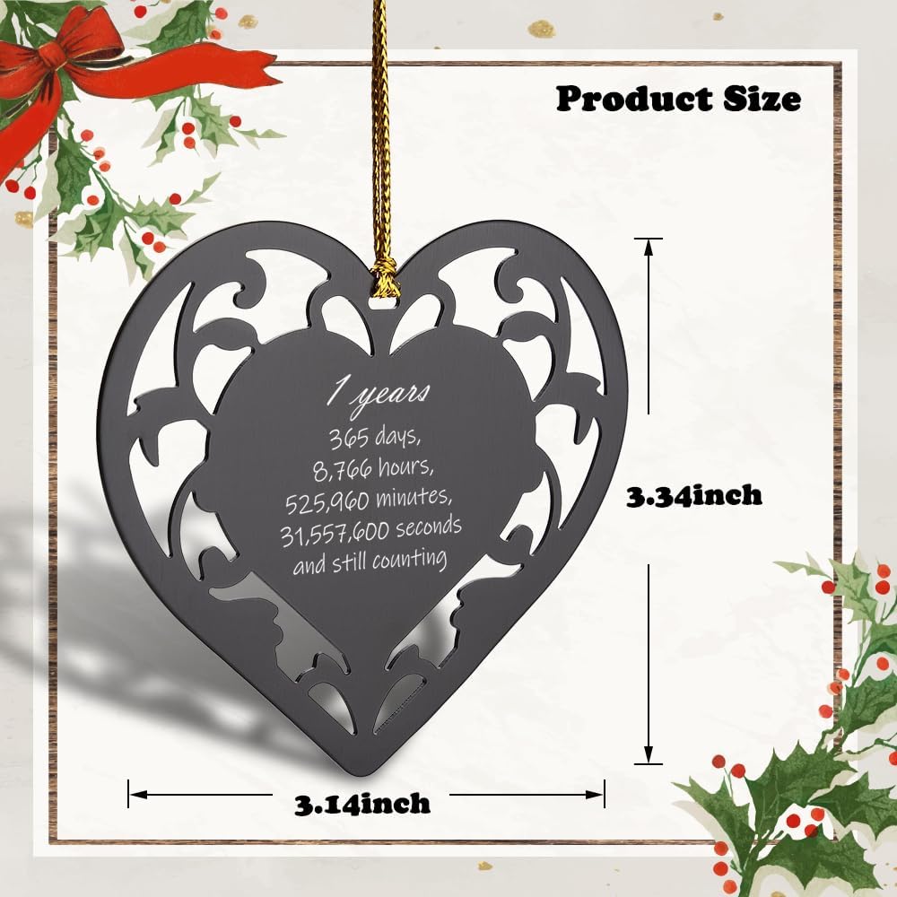 1st Anniversary Heart Ornament Gift for Couples