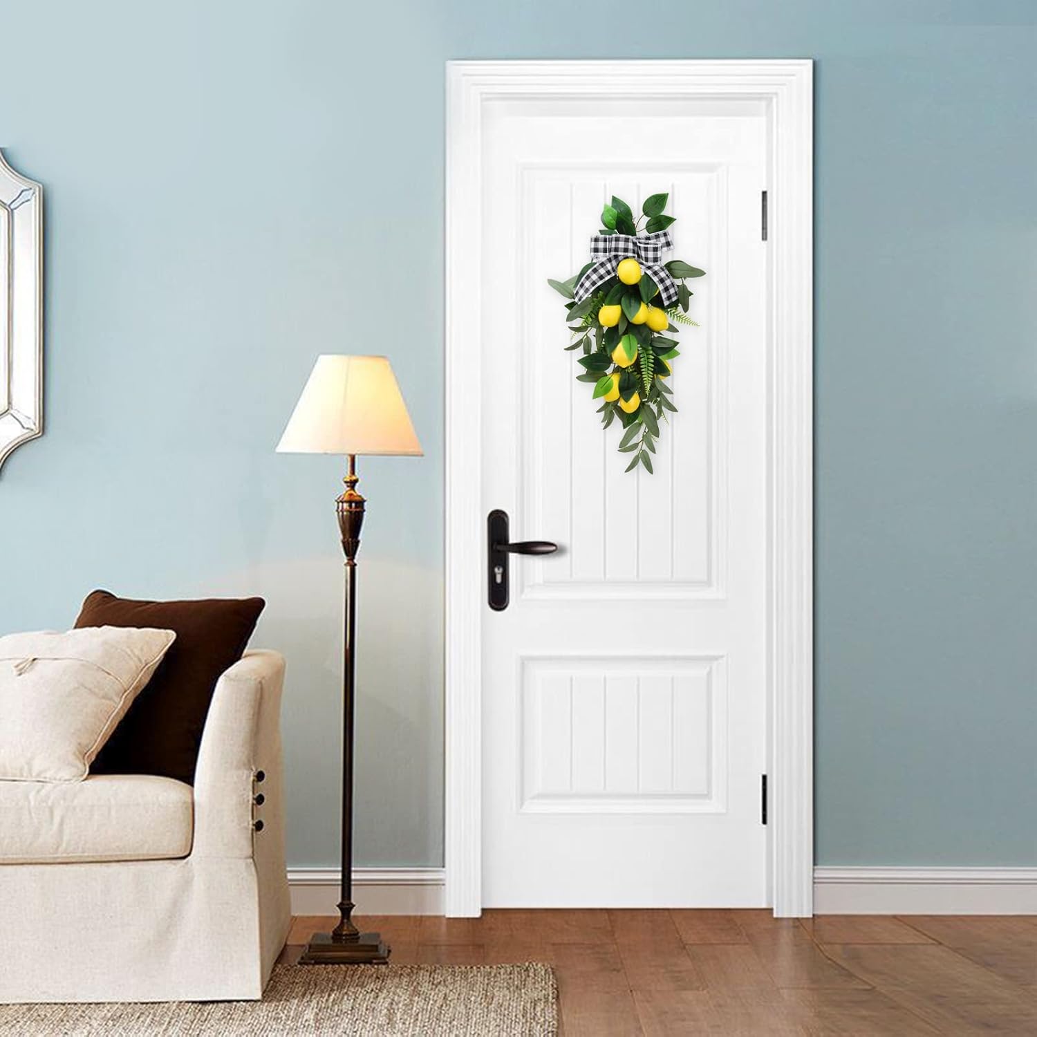 24 Inch Artificial Lemon Teardrop Swag for Front Door