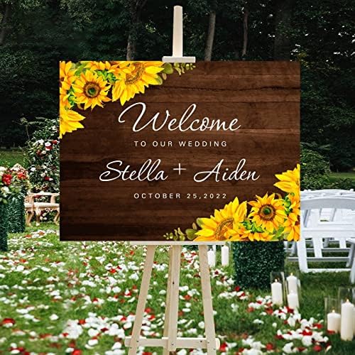 Custom Wedding Welcome Sign with Sunflowers Design
