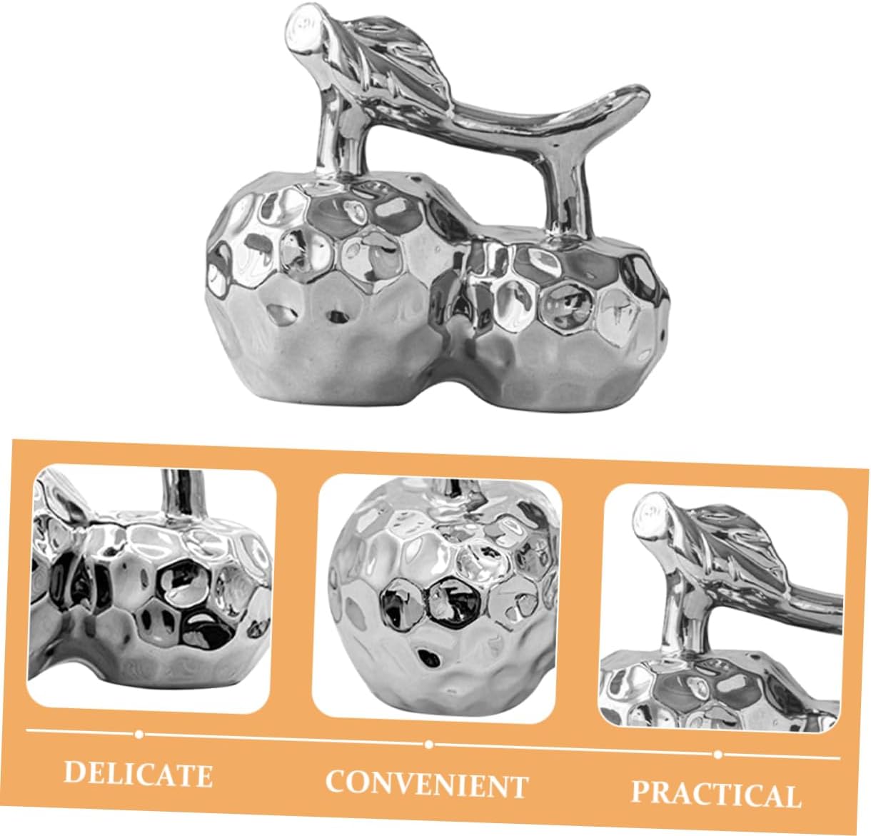 Happyyami Ceramic Cherry Statue Artificial Fruit Decor