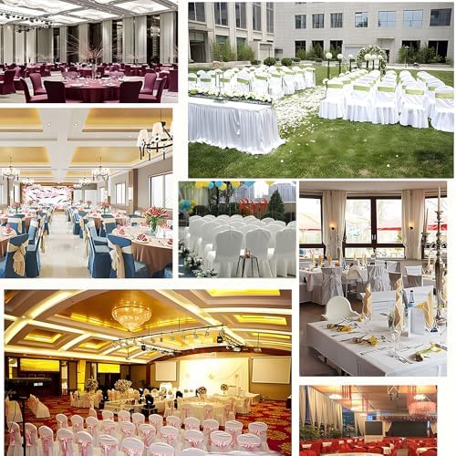 100pcs White Pleated Skirt Spandex Chair Covers for Wedding and Banquet Events