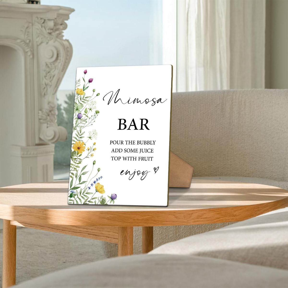 Mimosa Bar Bridal Shower Sign 8x11 with Stand