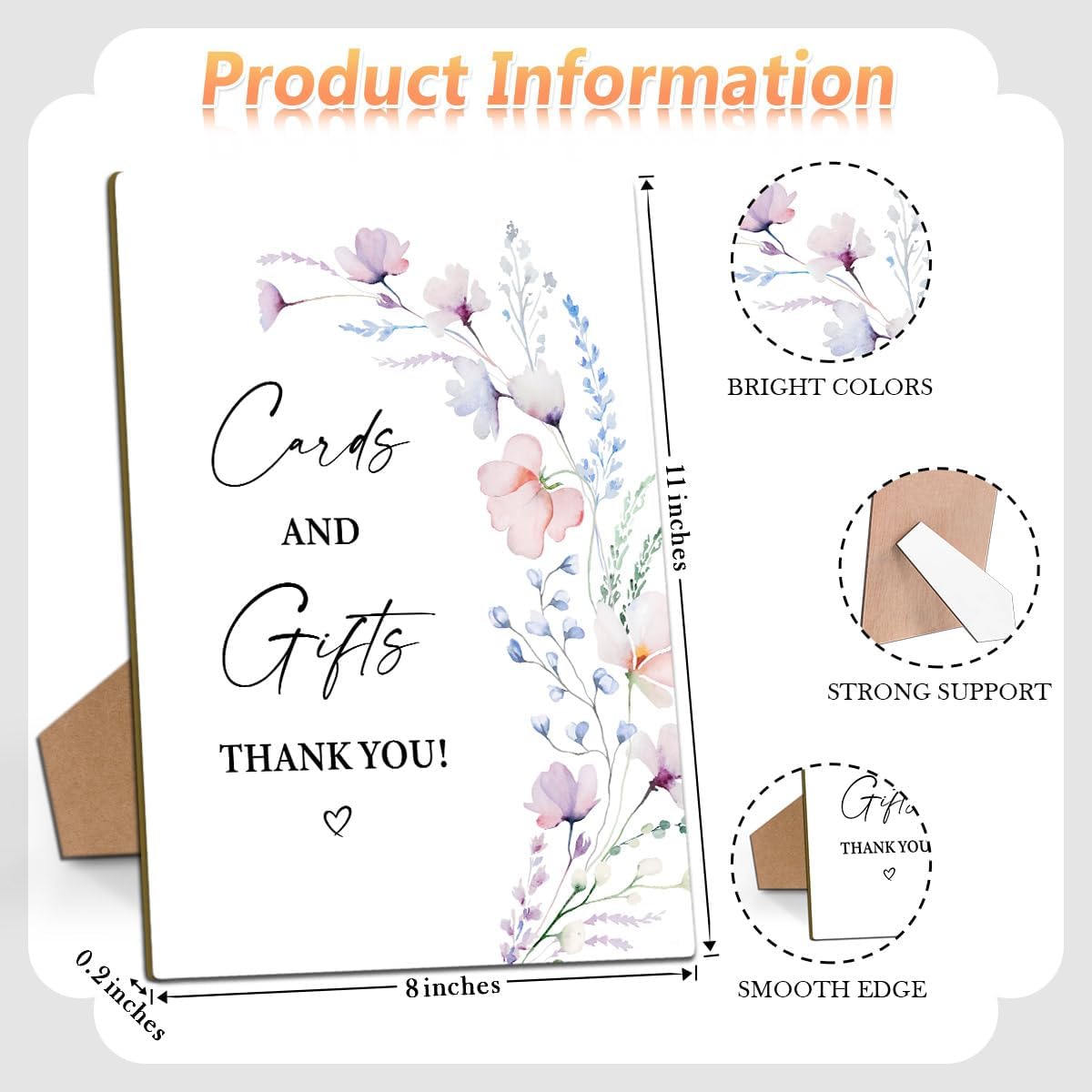 Boho Floral Decorative Sign with Stand 8x11 inch