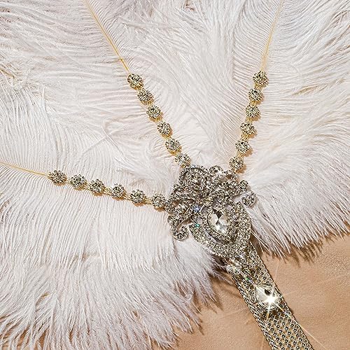 BABEYOND Vintage Bridal Feather Bouquet Fan