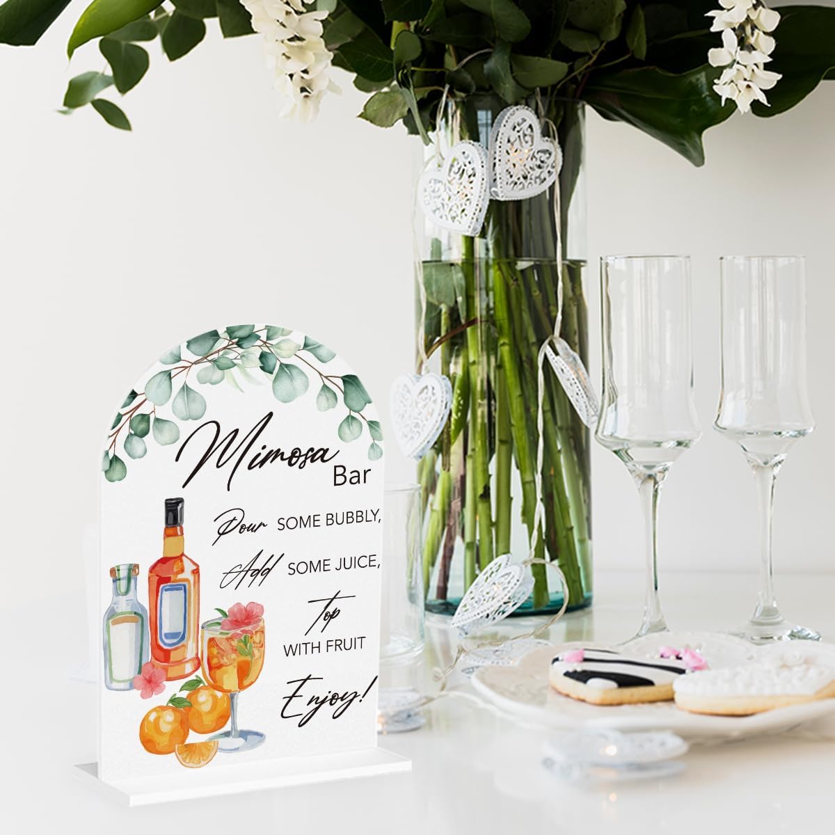 Wingteca Mimosa Bar Sign Wedding Decor Arch 7x5 Inches