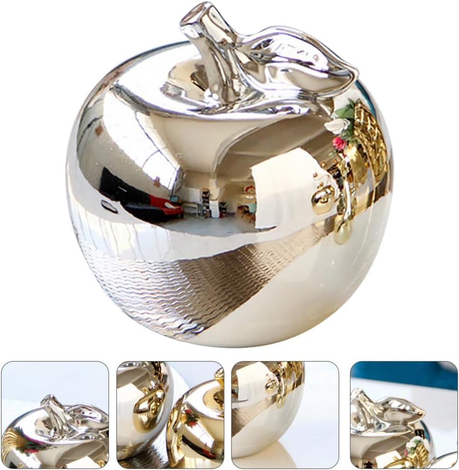 Ciieeo Silver Artificial Apple Decor Statue