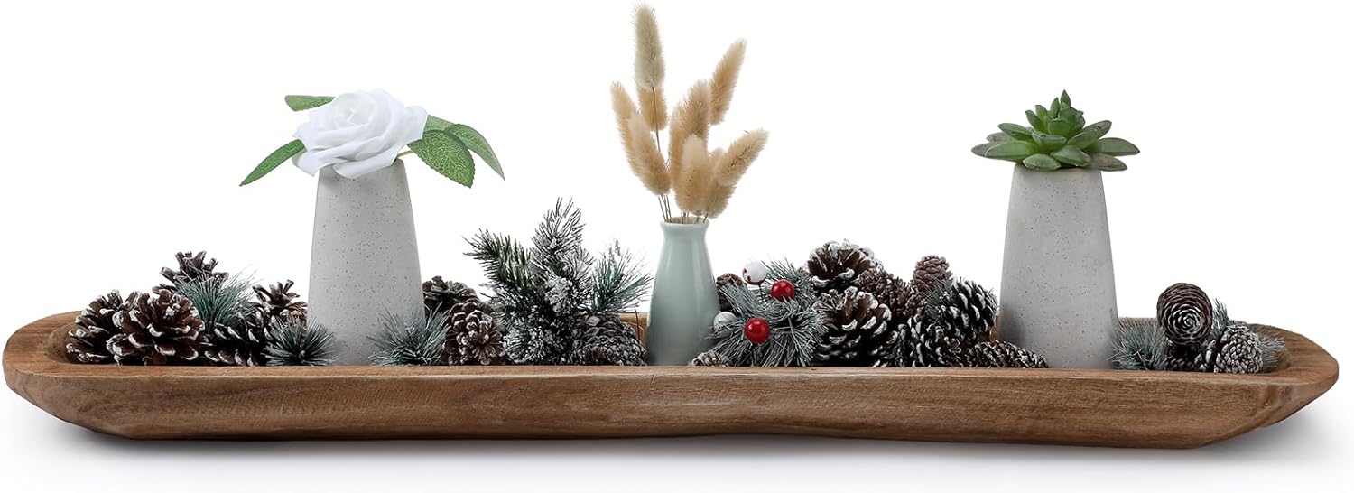Xaatren Large Wooden Dough Bowl Decor Brown 30x6 Inch