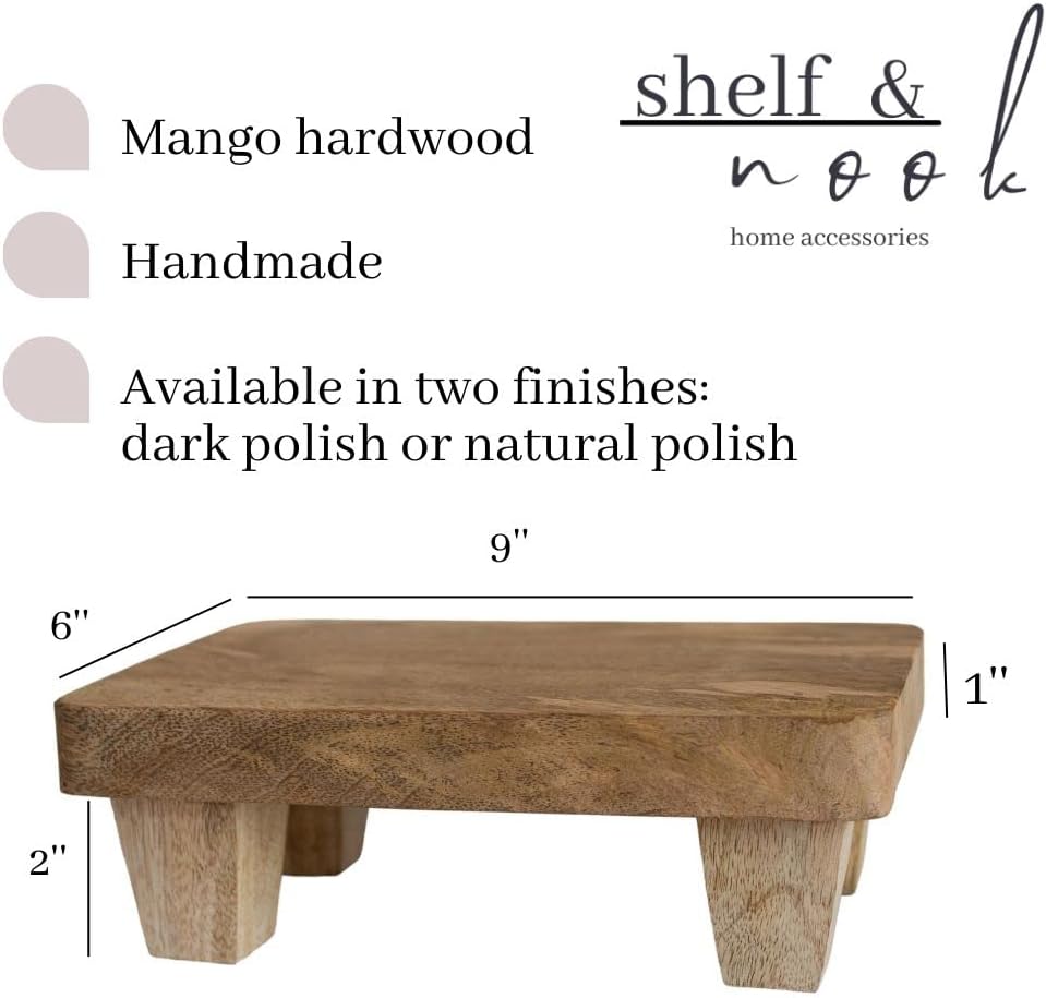 Wooden Tray Pedestal Decor with 2 Finishes