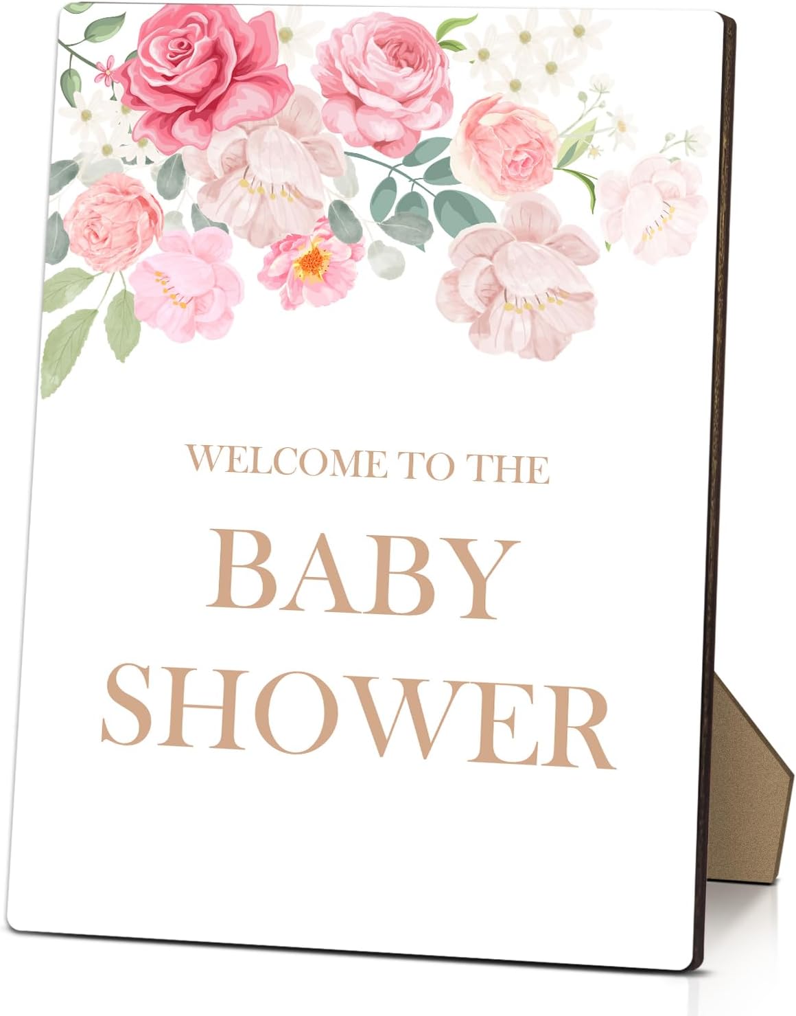 Spring Flowers Baby Shower Welcome Sign with Stand