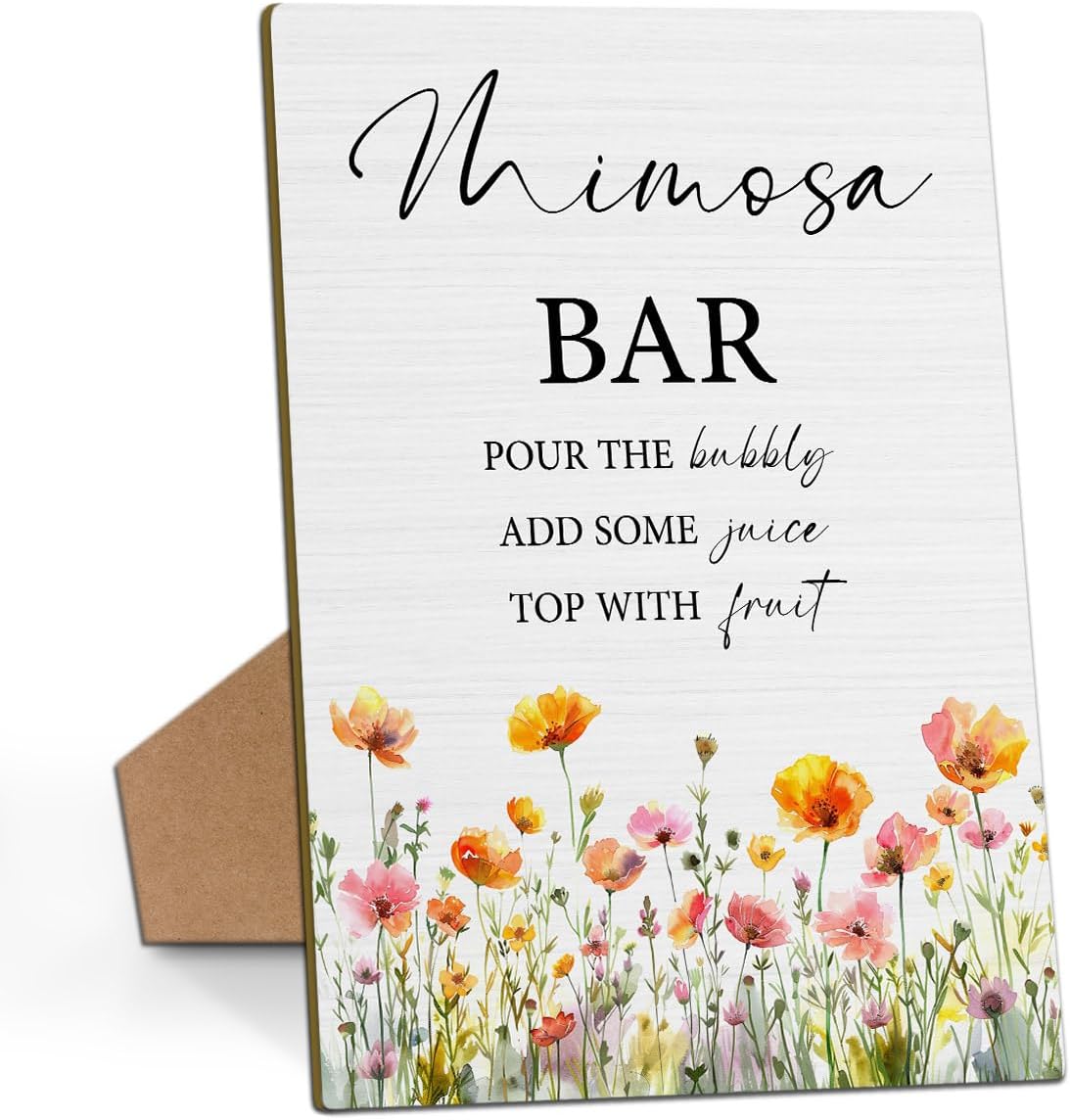 Mimosa Bar Bridal Shower Sign 8x11 Wood with Stand