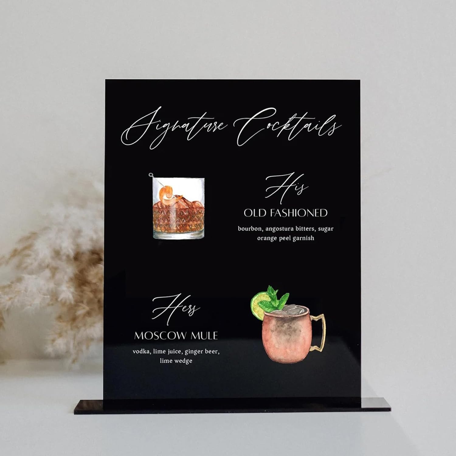 JINMURY 8x10 Inch Black Acrylic Sign with Stand 5 Pack