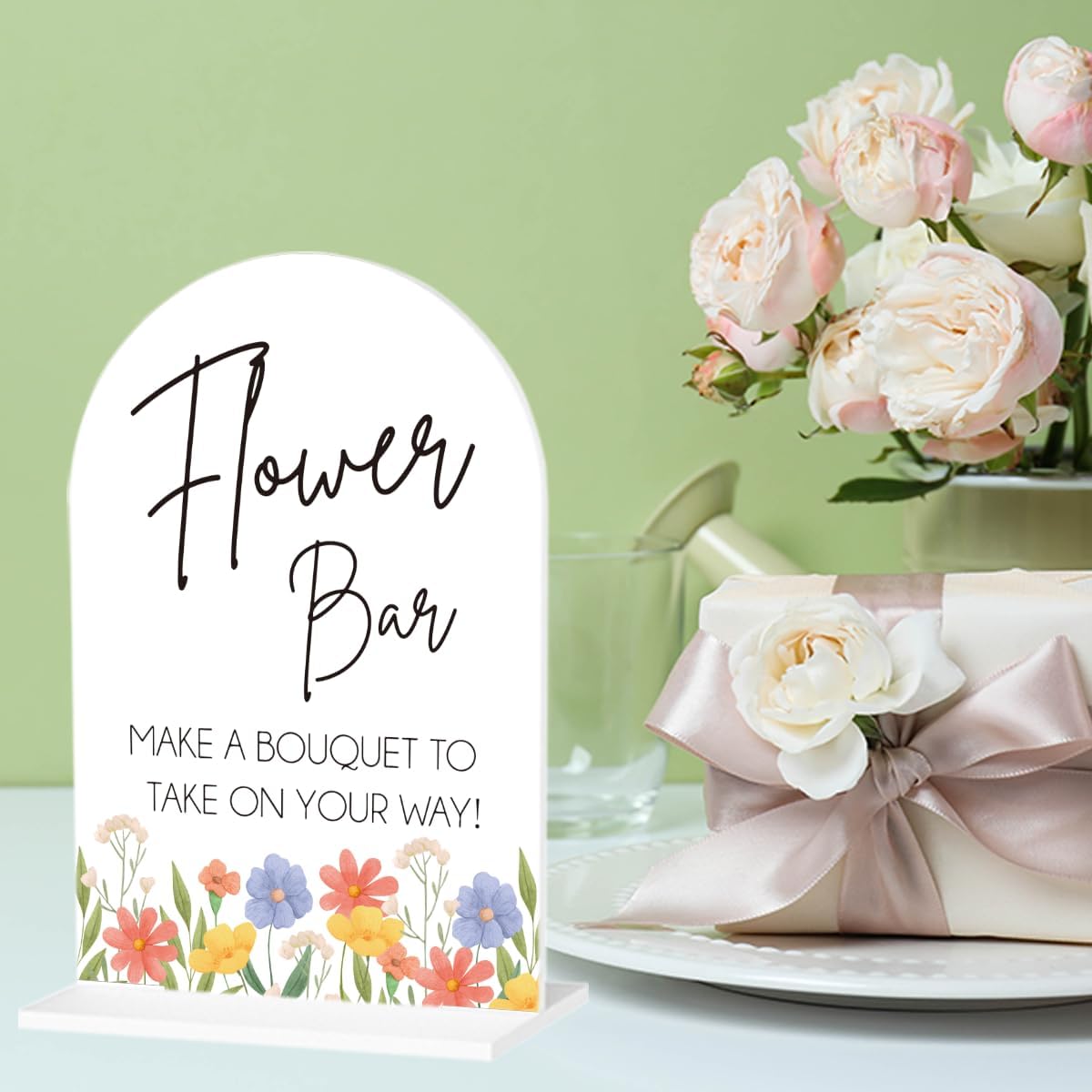 Flower Bar Sign Wedding Acrylic Decor for Desk Table
