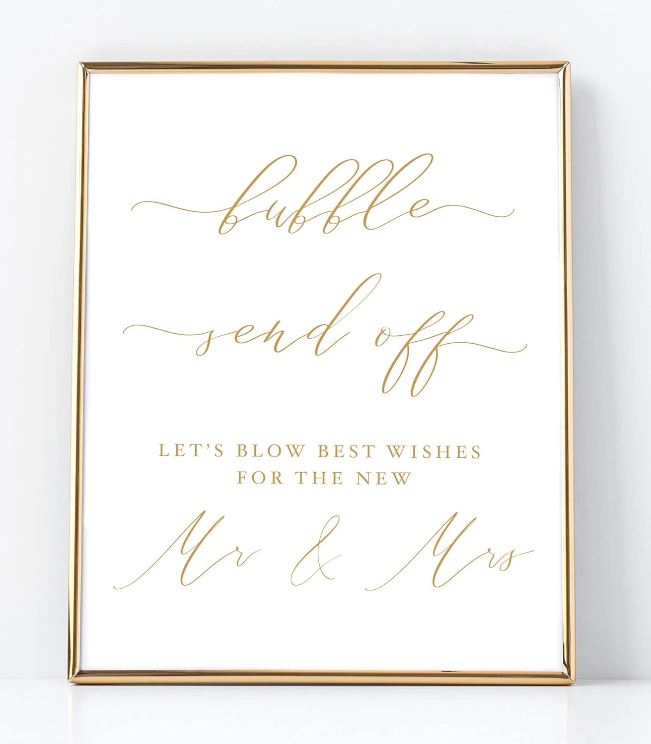 Bubble Send Off Exit Sign for White Gold Wedding Reception