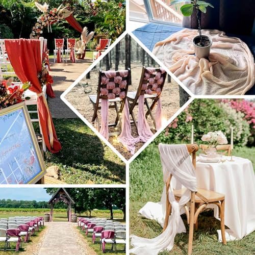 Efavormart 5 Pack Dusty Blue Gauze Chair Sashes
