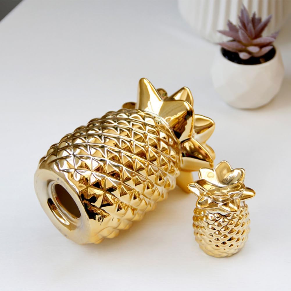 Antcam Golden Ceramic Pineapple Statue Decor