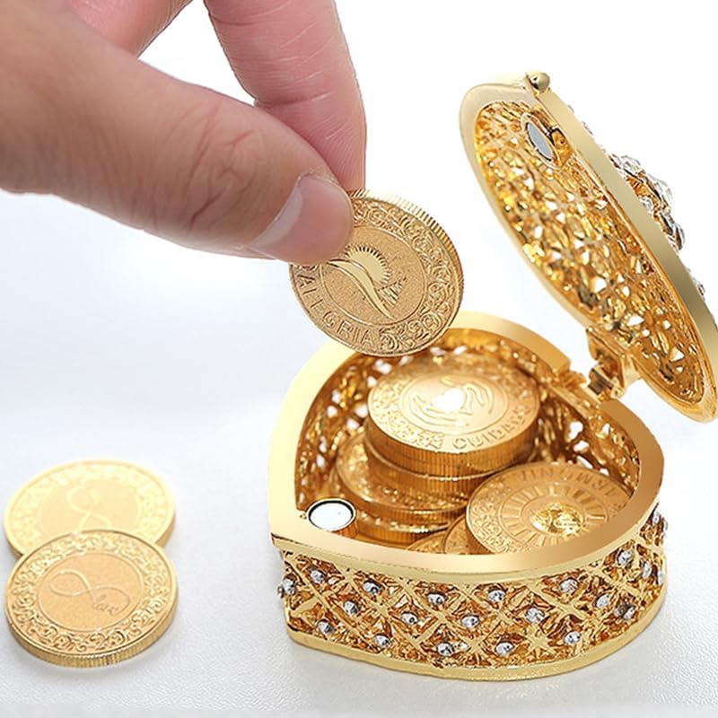 TINGKU 13 Spanish Unity Coins Set with Heart Shaped Gold Box