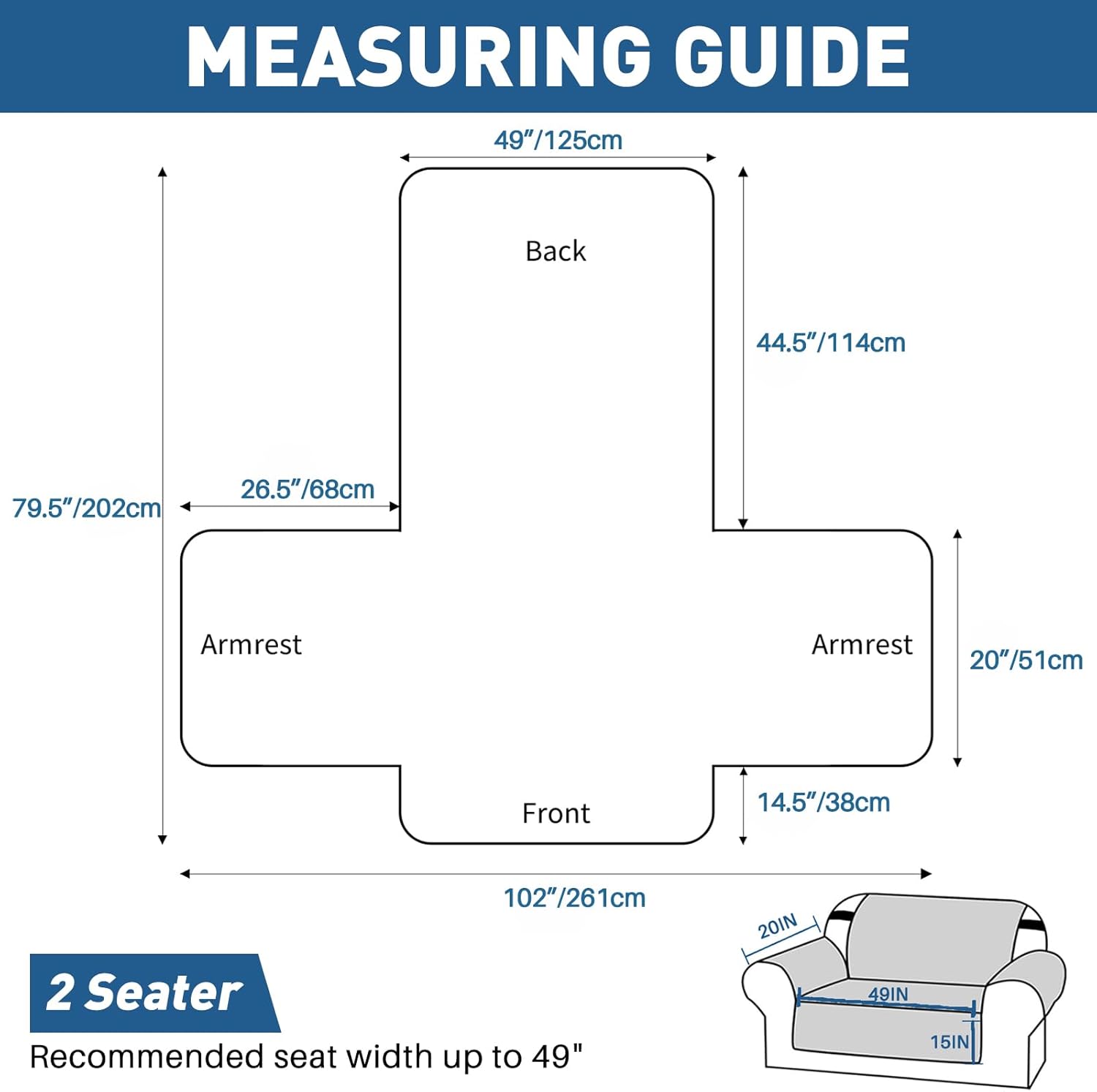 MAXIJIN Waterproof Loveseat Couch Cover with Elastic Strap and Side Pockets