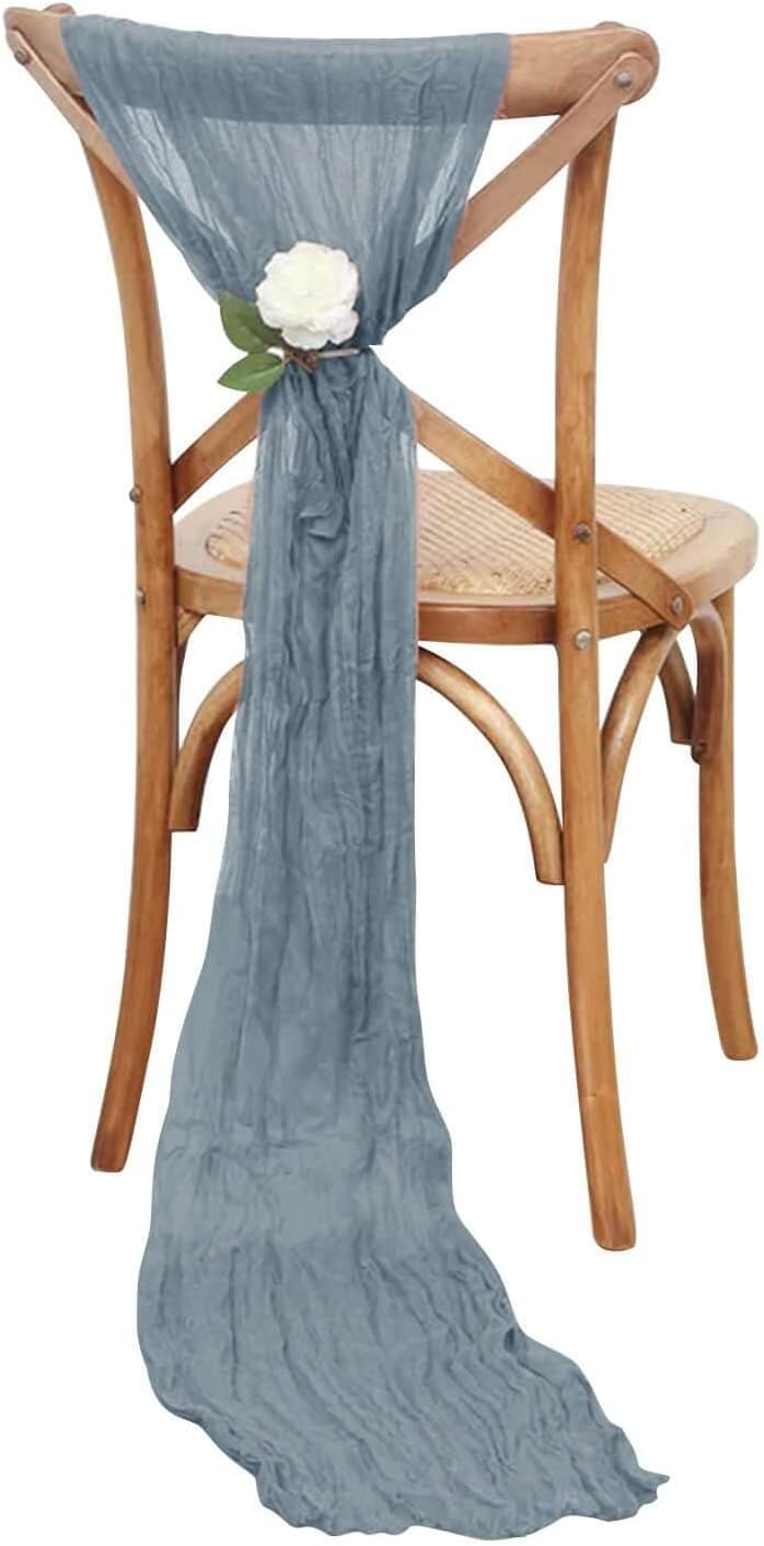 Efavormart 5 Pack Dusty Blue Gauze Chair Sashes