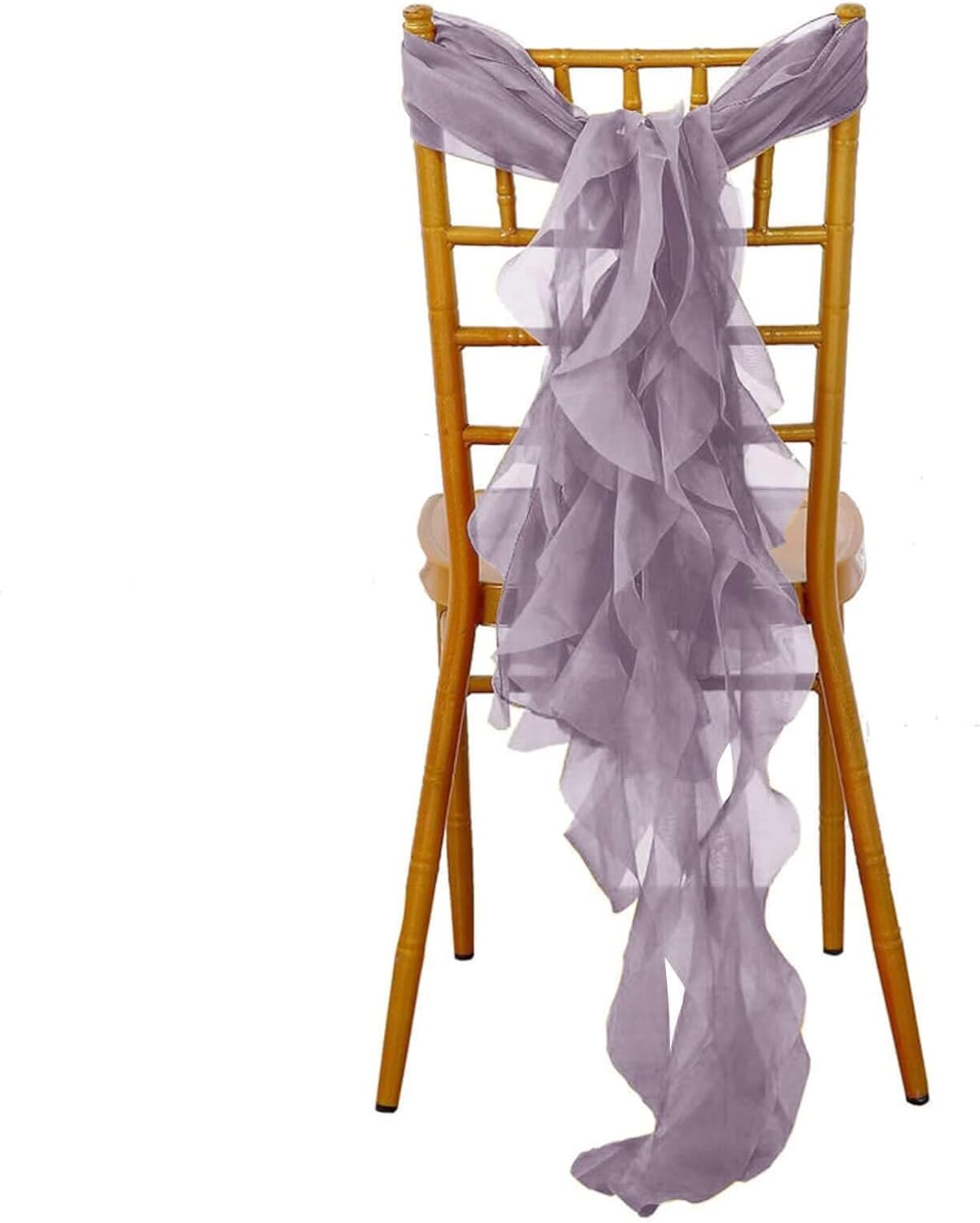 10 Amethyst Curly Chiffon Chair Sashes Wedding Decor