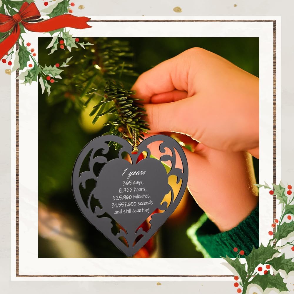 1st Anniversary Heart Ornament Gift for Couples
