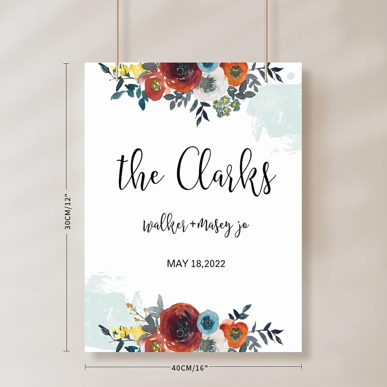 Personalized Wedding Welcome Sign Elegant Wood 12x16 Inch