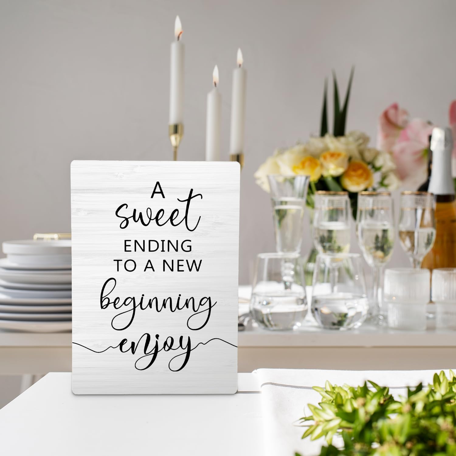 A Sweet Ending to a New Beginning Sign 5x7 inch