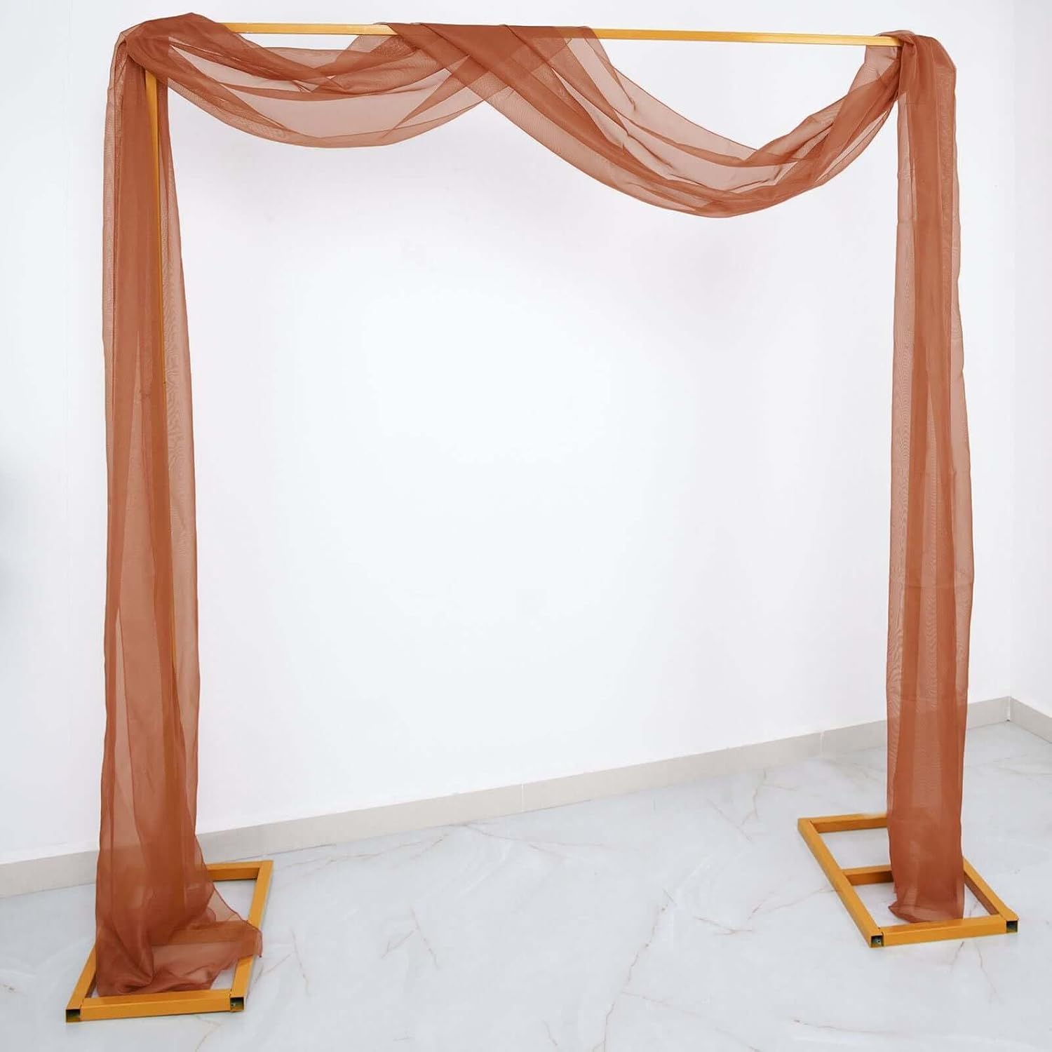 Efavormart 18 Ft Terracotta Sheer Organza Curtain Panels