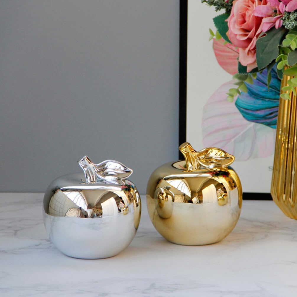 Ciieeo Silver Artificial Apple Decor Statue