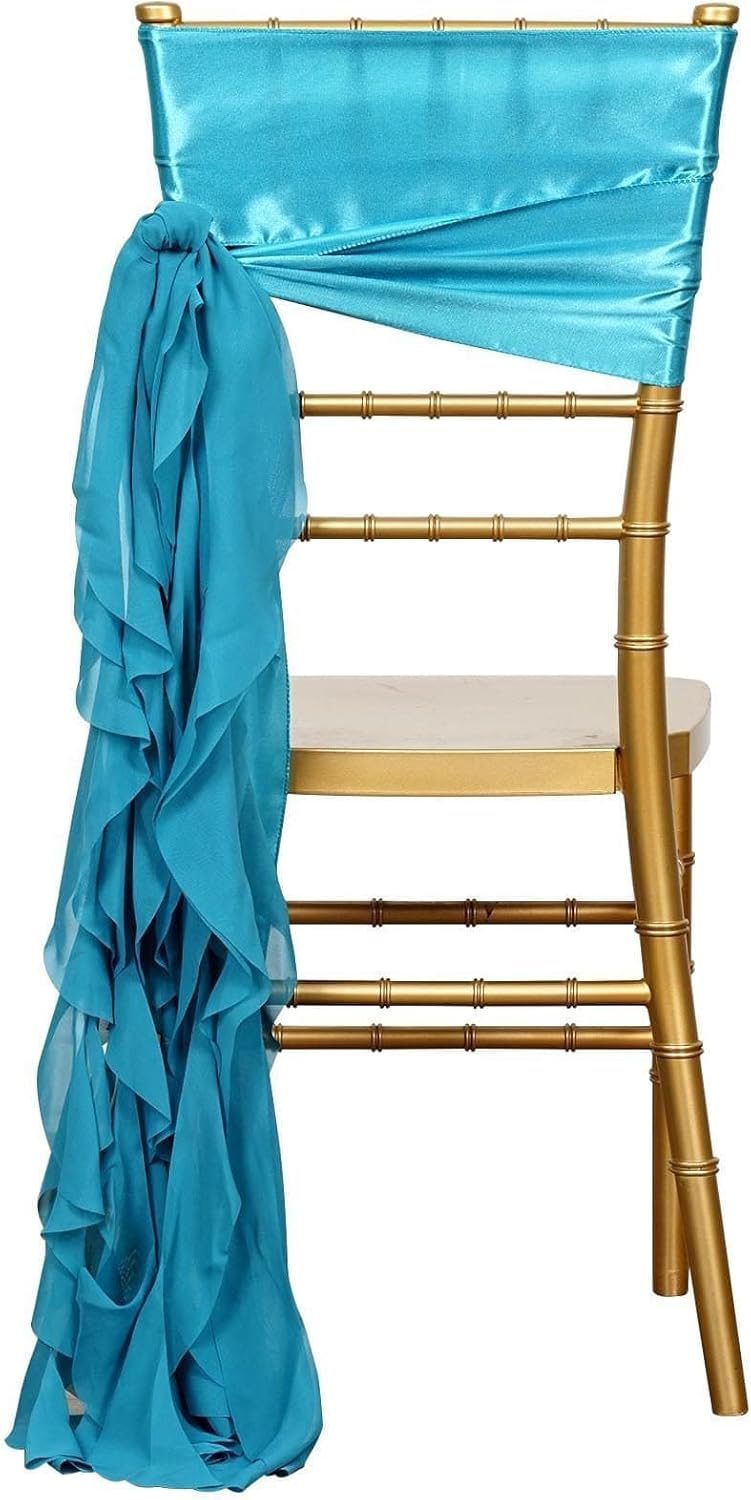 Balsa Circle 10 Turquoise Curly Chiffon Chair Sashes