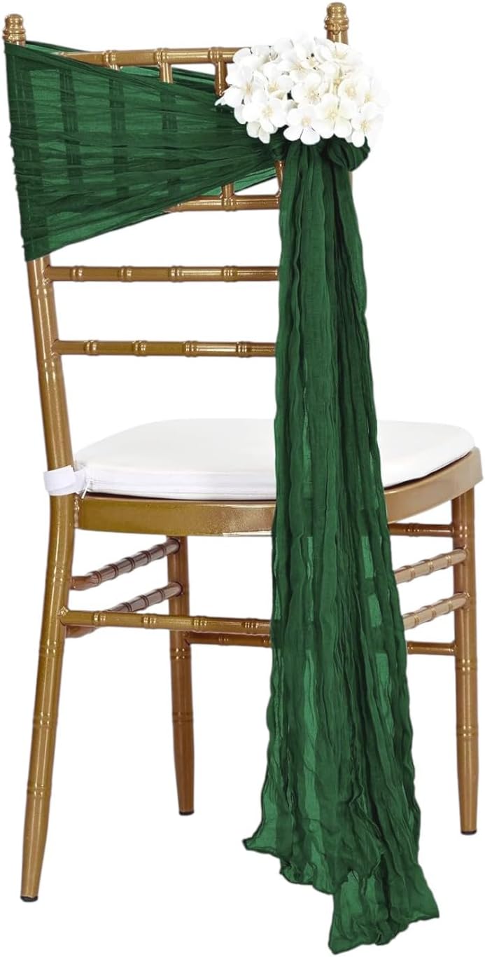 MDS Pack of 25 Cheesecloth Chair Sashes 17x70 Hunter Green