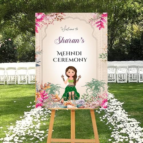 Indian Mehndi Ceremony Welcome Sign Board