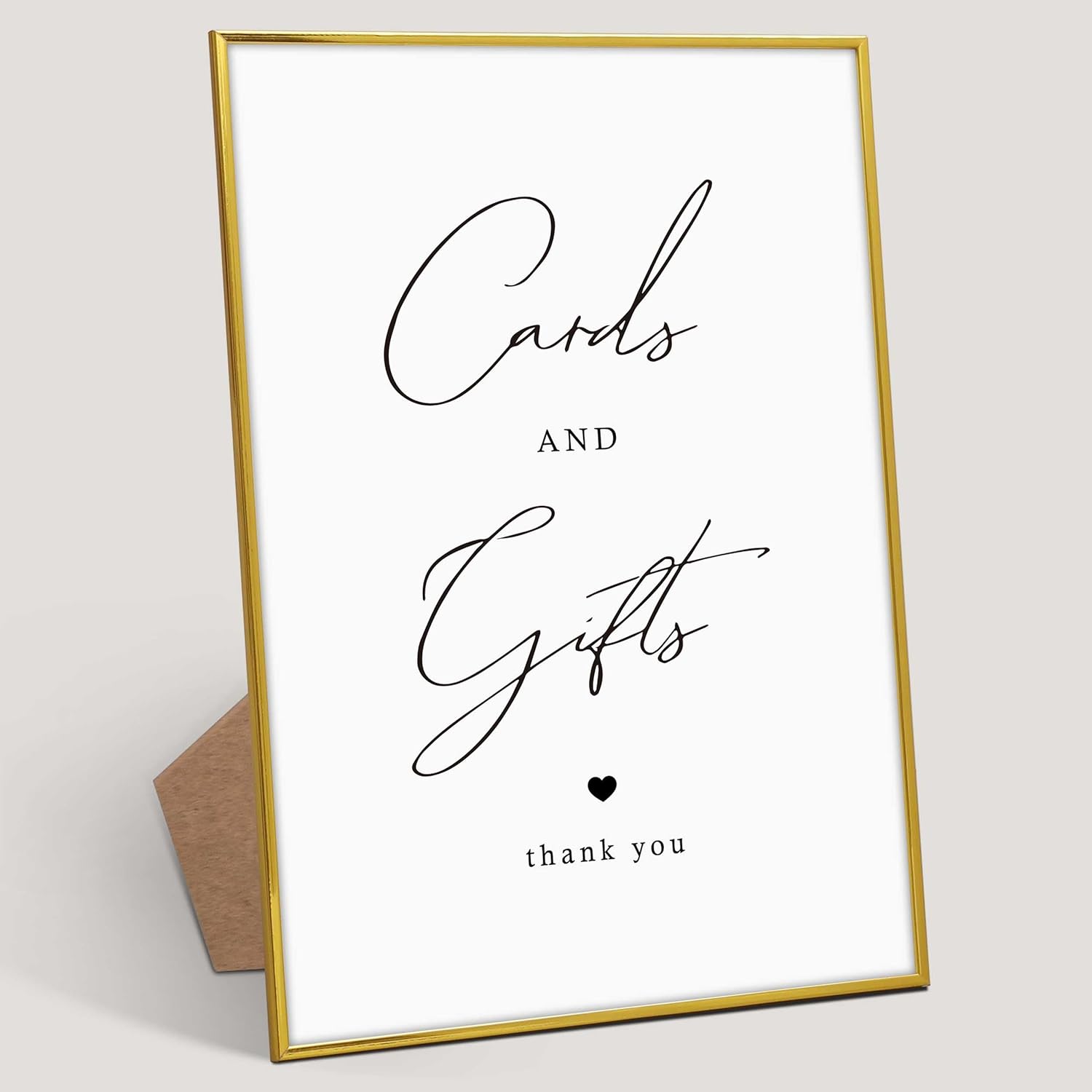 Gold Frame Wood Wedding Sign with Stand 8x11