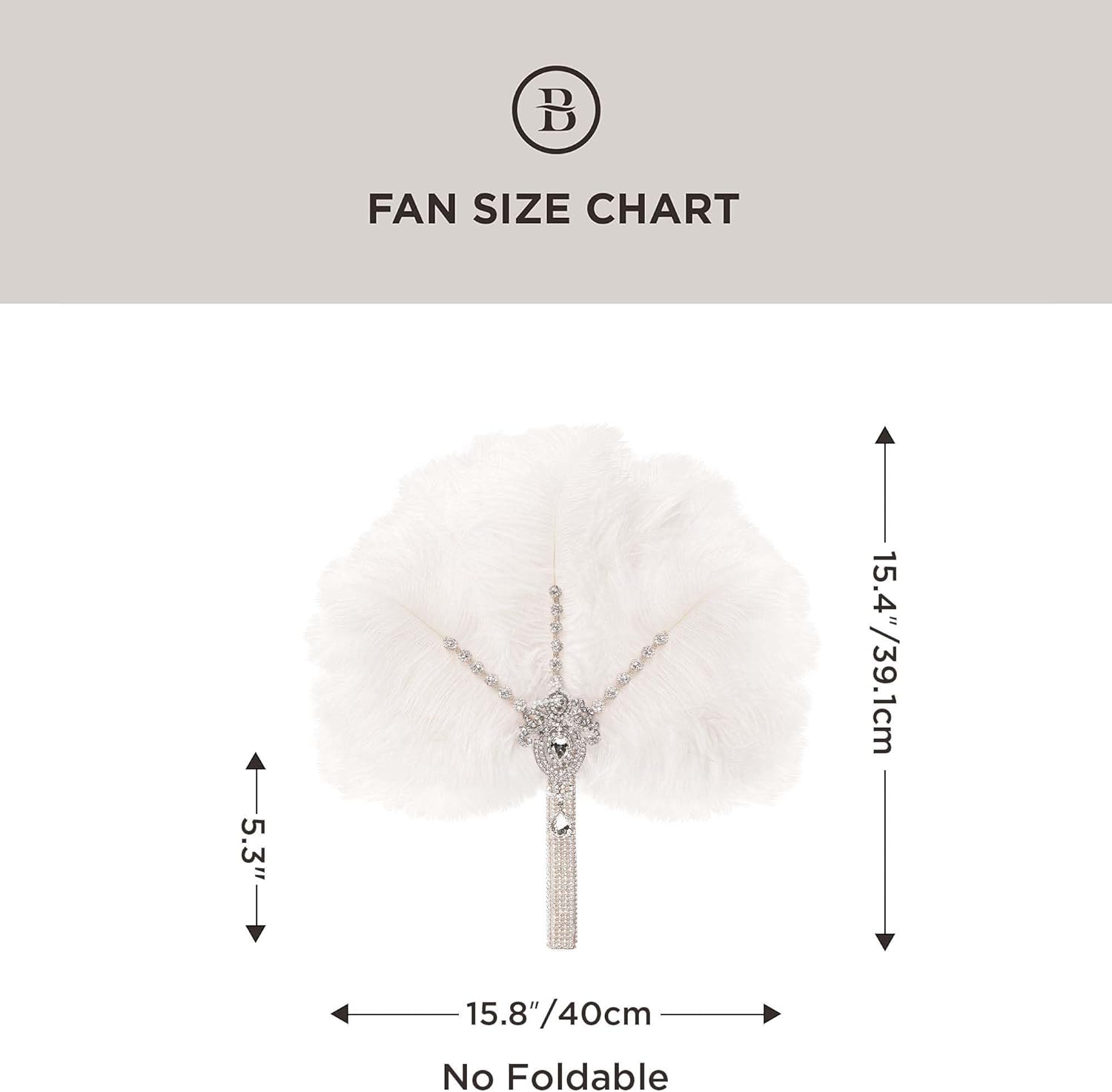 BABEYOND Vintage Bridal Feather Bouquet Fan