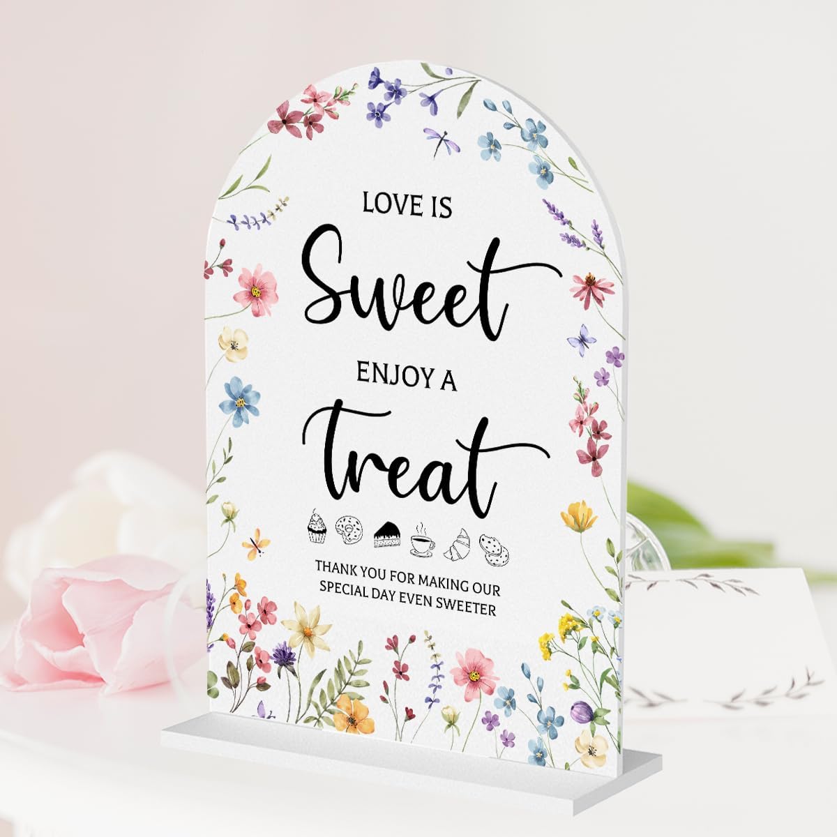 Wildflower Wedding Sign Decor for Dessert Table and Ceremony