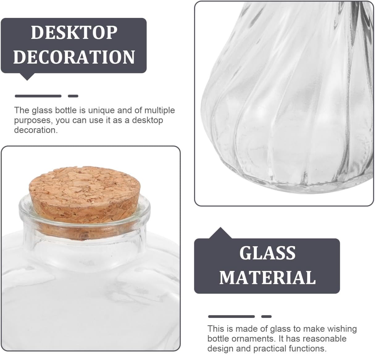 PRETYZOOM Decorative Glass Sand Ceremony Bottle Set 3pcs