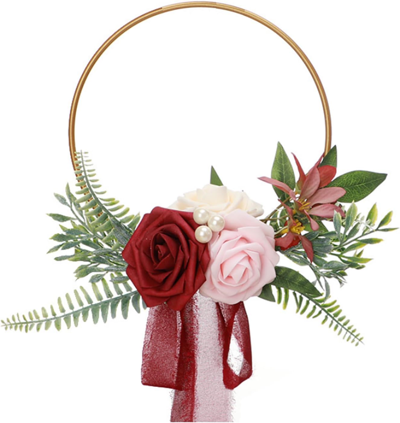Red Wedding Floral Hoop Wreath for Bridesmaids
