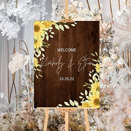 Alioyoit Personalized Wedding Welcome Sign Brown Wood 12x16 Inch