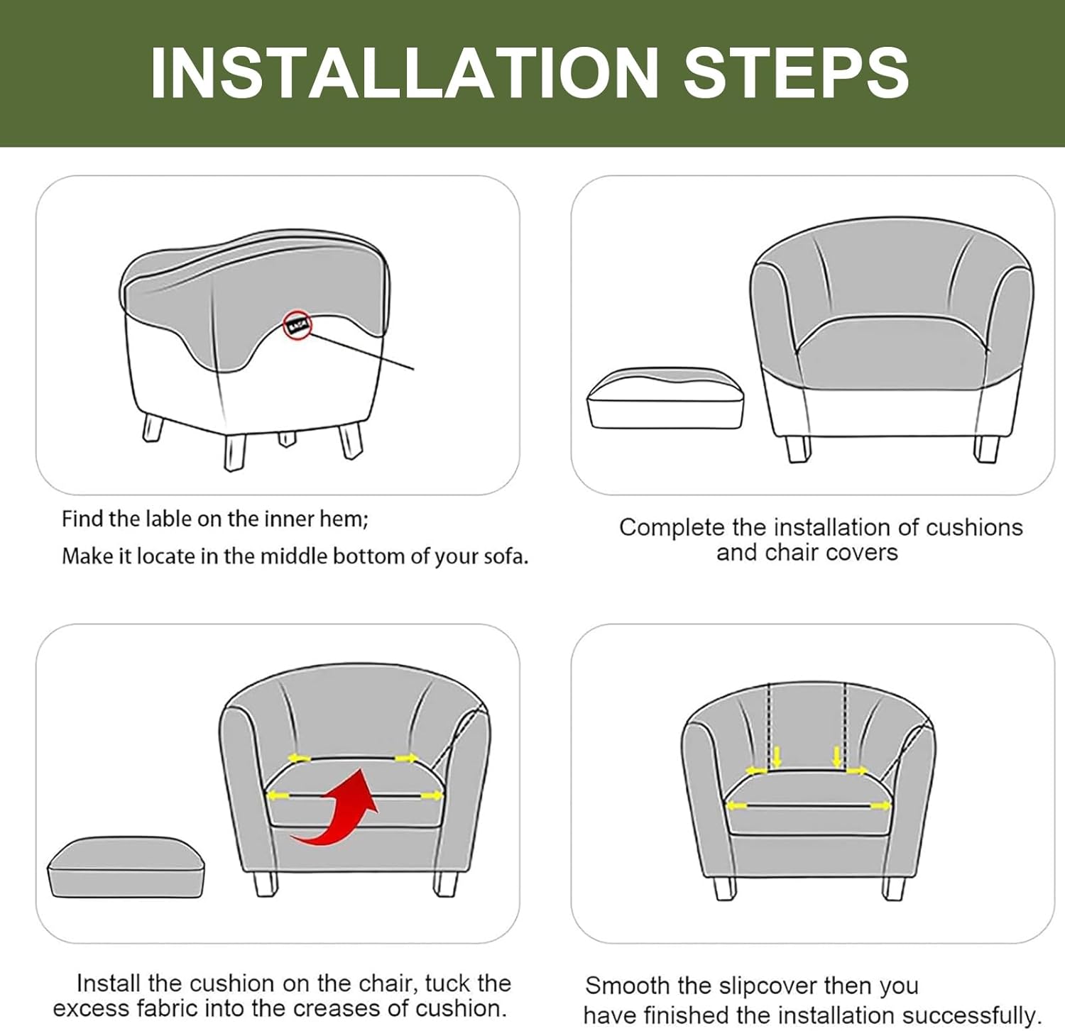 HAOYONG 2 Piece Stretch Armchair Slipcover
