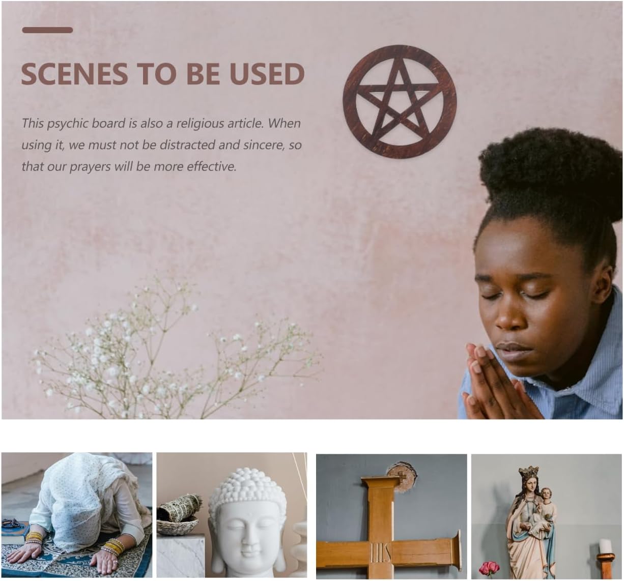 VOSAREA Pentagram Wooden Altar Tile